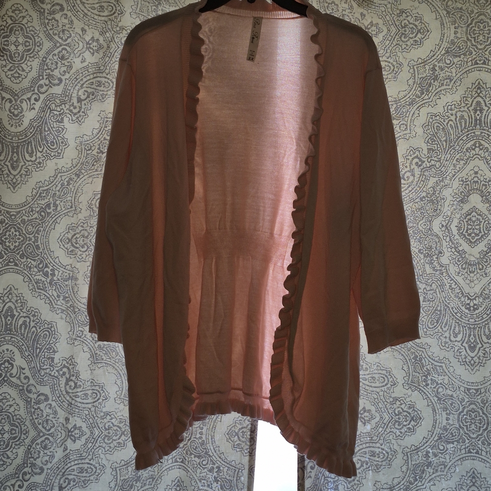 Pink Ruffled Open Cardigan